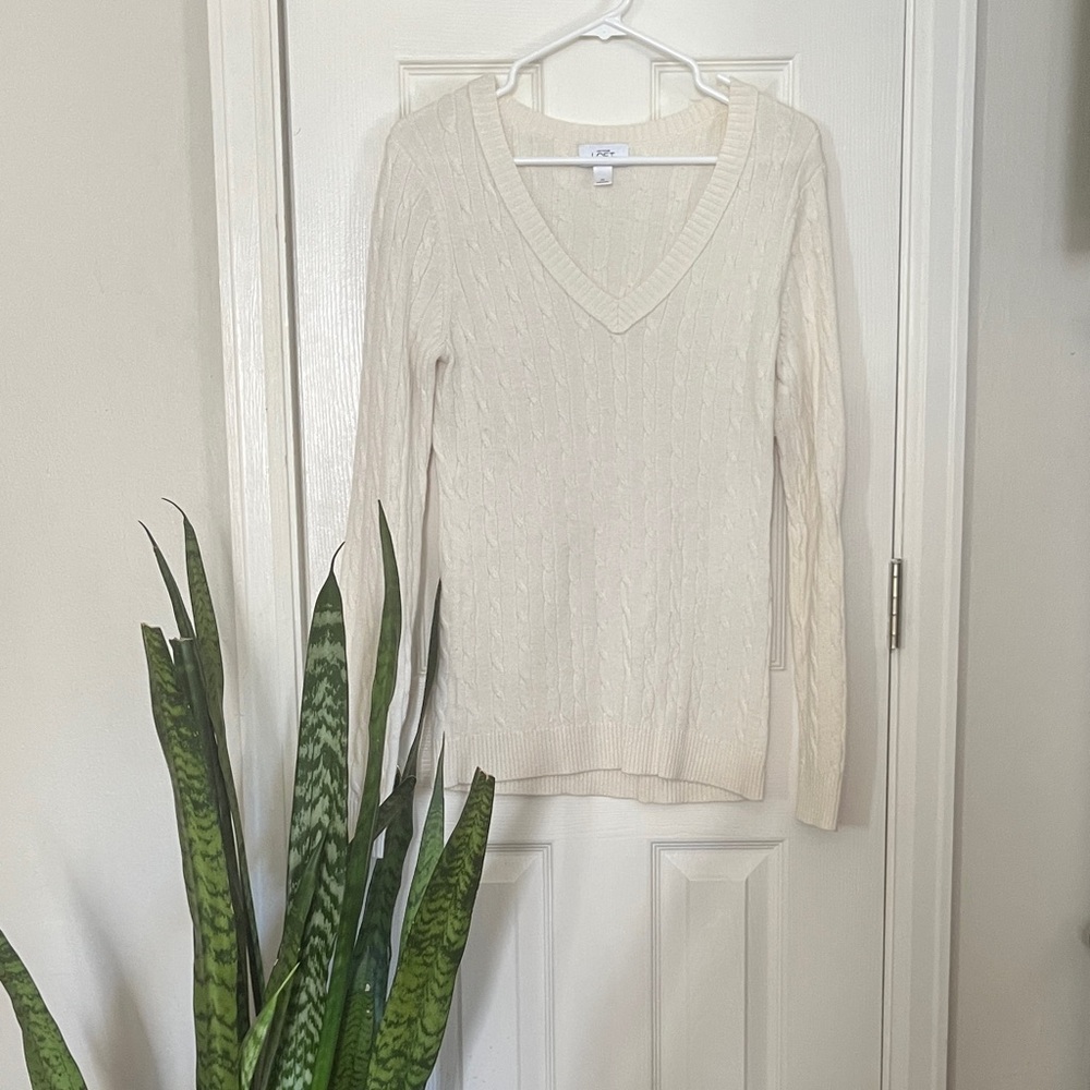 LOFT Cream V-Neck Sweater